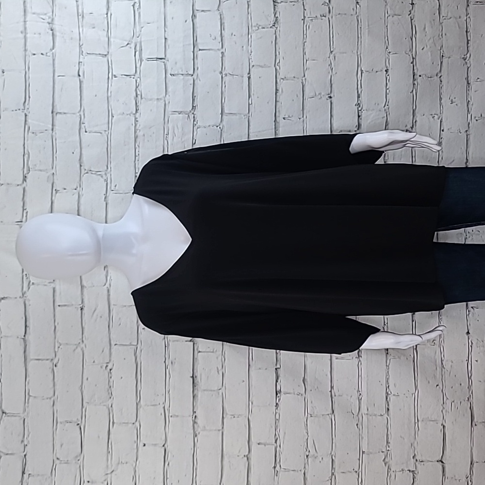 Michael Kors V-Neck Chiffon Beaded Cut Out 3/4 Sleeve Blouse/Top in Black NWT